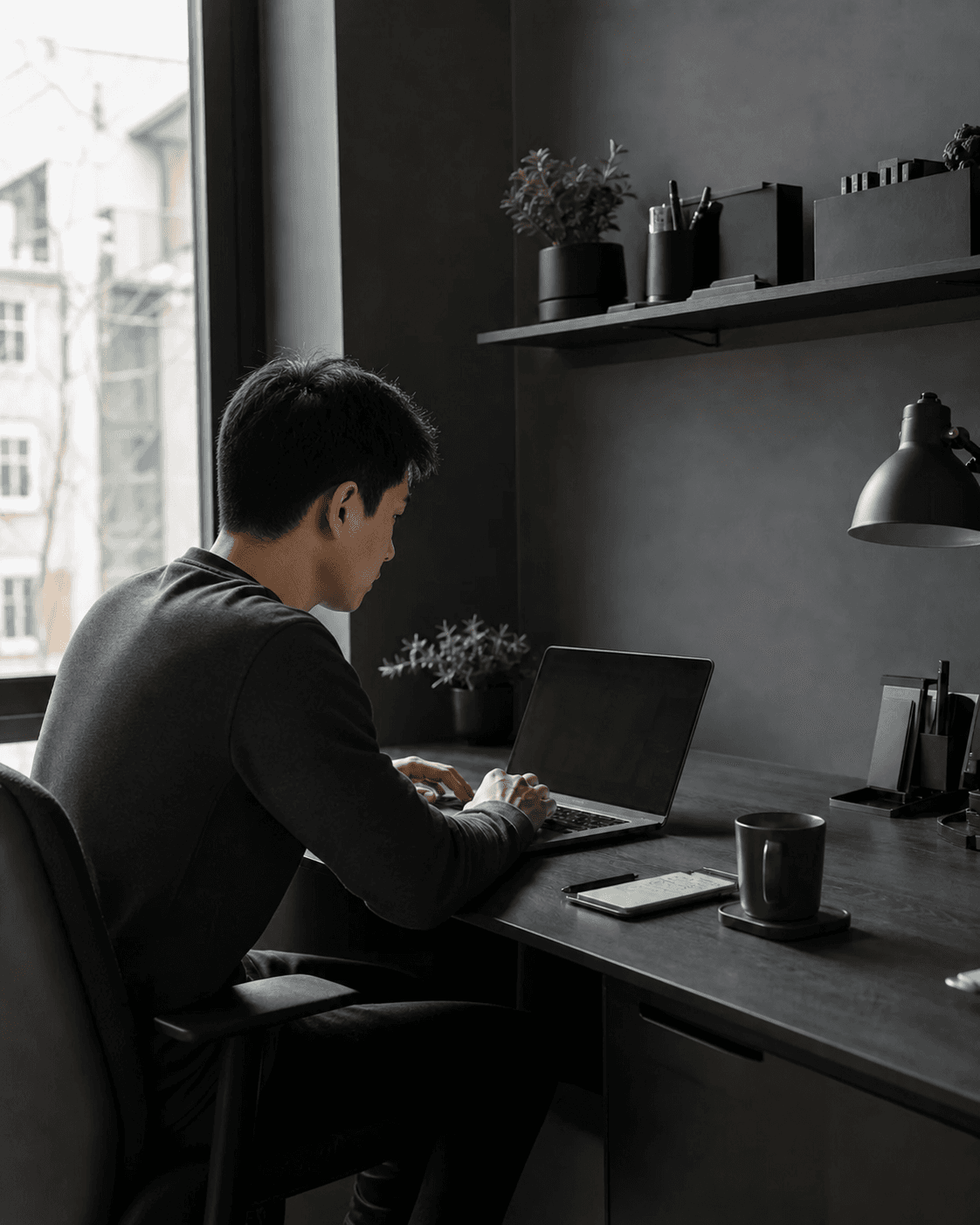 Independent founder working in a quiet product studio